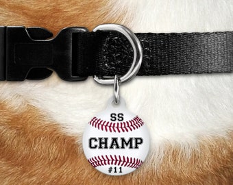 Baseball Dog Tag, Personalized Pet ID, Sports Design