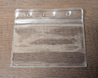 Id badge plastic sleeve cover, name tag holder, vertical or horizontal