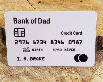 Bank of dad fake Creditcard, Funny gag gift wallet card