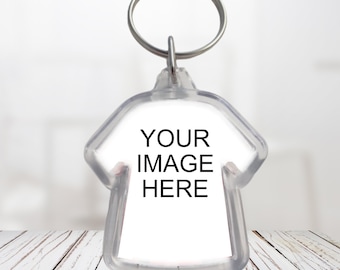 Photo or promotional key-chain - acrylic T-shirt shape keychain - Double sided , great for gifts, giveaways