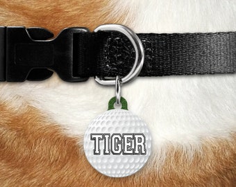 Dog, pet tags, golf, sports design on round shaped tag- customize with name and owner contact information