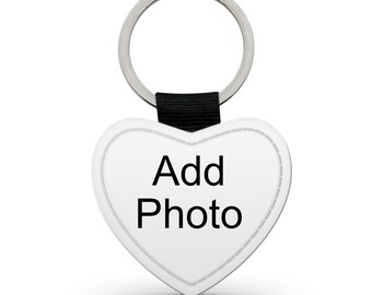 Photo heart shape key-chain - Double sided PU leather heart keychain - great gift for anyone