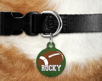 Football Pet Tag, Custom Dog ID Tag, Personalized Contact Info