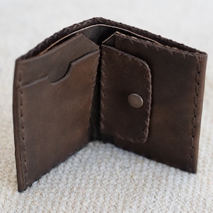 Cartera de cuero hecha a mano - Marrón oscuro