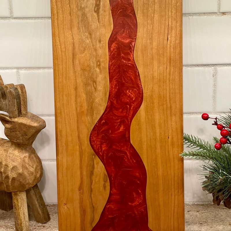 Cherry Epoxy Resin River Cutting Board