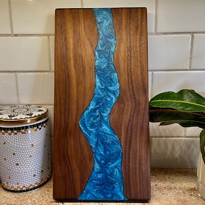 Epoxy River Charcuterie Serving Board | Beautiful Walnut Serving Board | Epoxy Cutting Board | Personalized Wooden Serving Boards