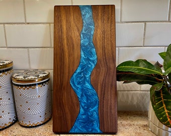 Epoxy River Charcuterie Serving Board | Beautiful Walnut Serving Board | Epoxy Cutting Board | Personalized Wooden Serving Boards