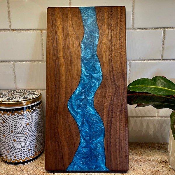 Epoxy River Charcuterie Serving Board | Beautiful Walnut Serving Board | Epoxy Cutting Board | Personalized Wooden Serving Boards