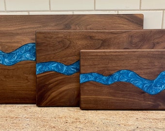 Epoxy River Walnut Charcuterie Board: Personalized Serving Board