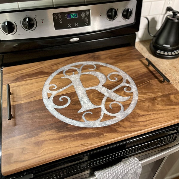 Custom Wood Stove Top Cover | Oven Cover | Walnut Noodle Board | Personalized Serving Board