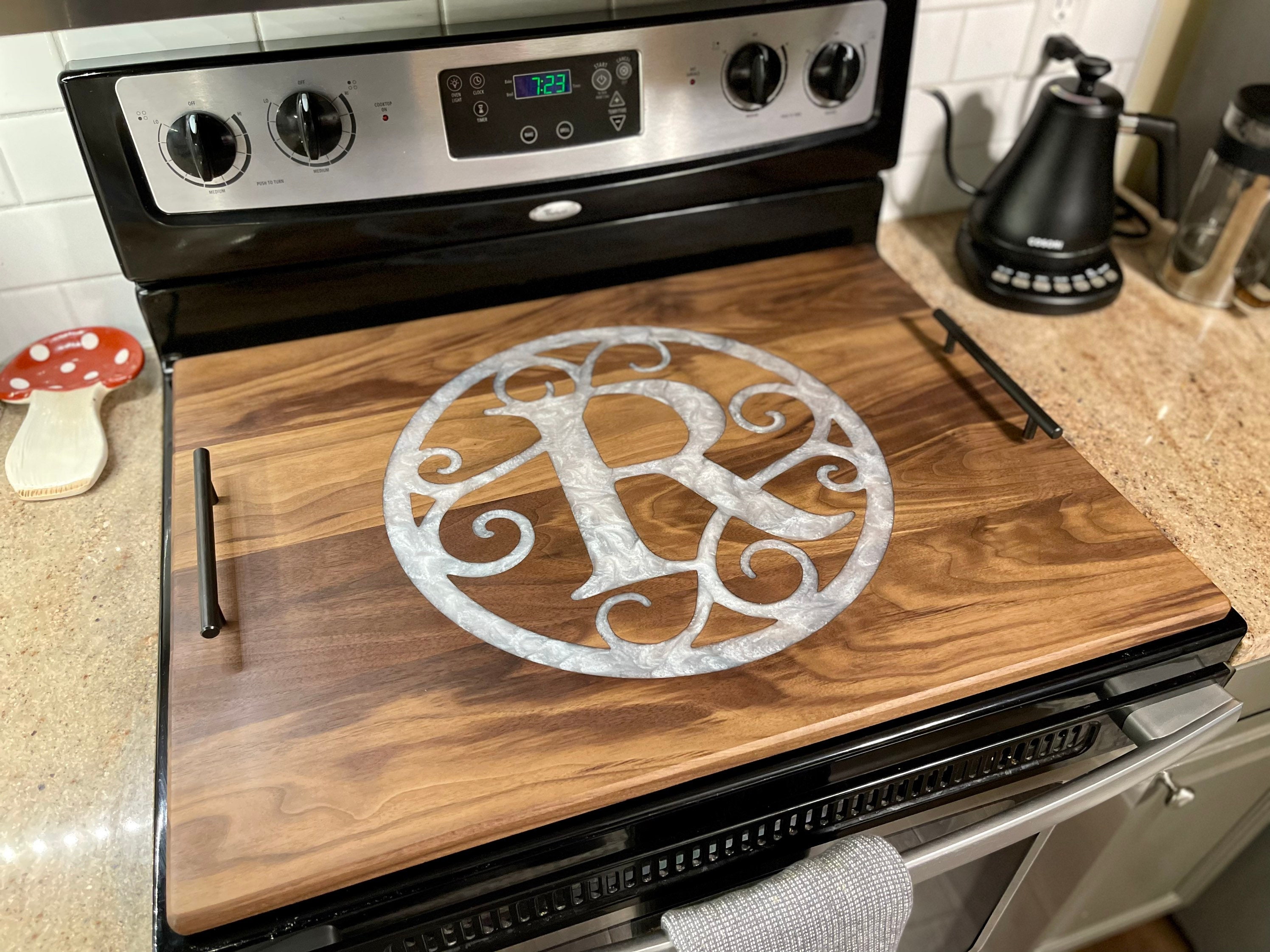 Stove Cover Cutting Board Walnut/oak Food Safe Board Butter Included  Campbells Customs 