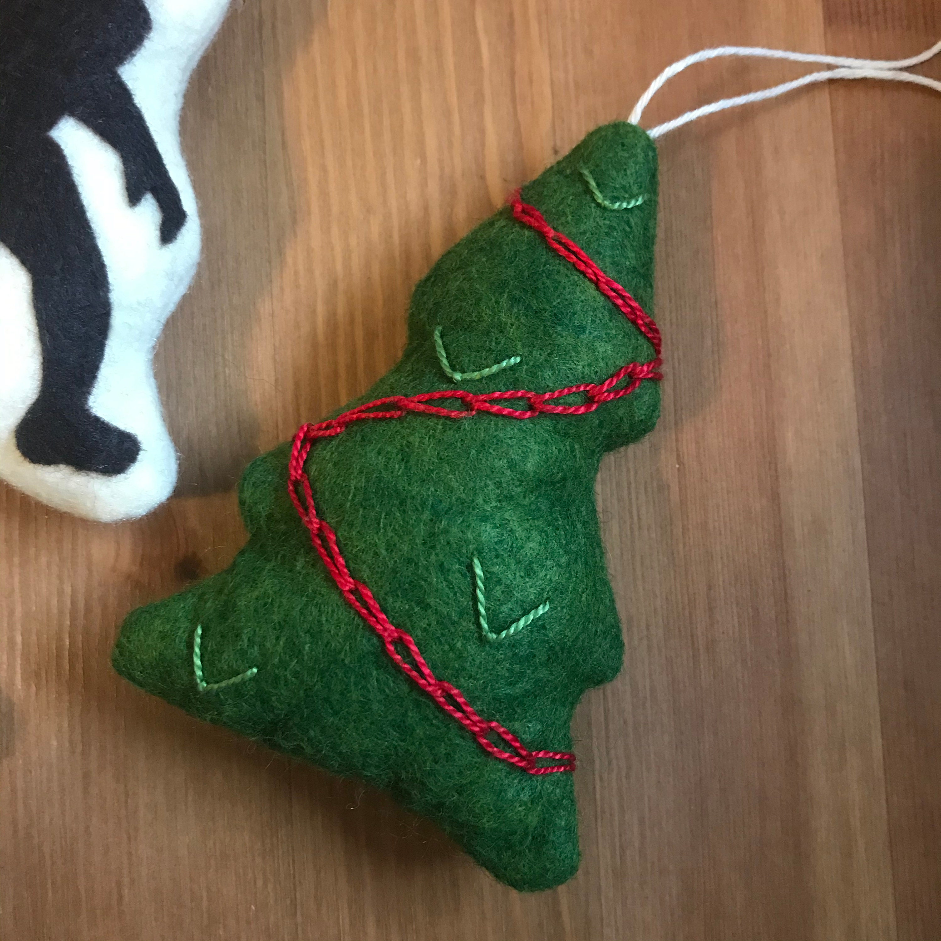 Yeti santa  holiday tree ornament set of 3 embroidery  etsy