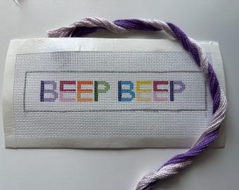 Beep Beep 13 Mesh Needlepoint Keyfob
