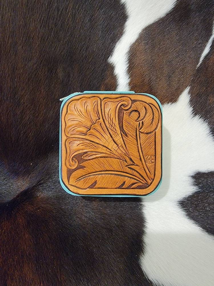 Custom Tooled Leather Travel Jewelry Box Etsy