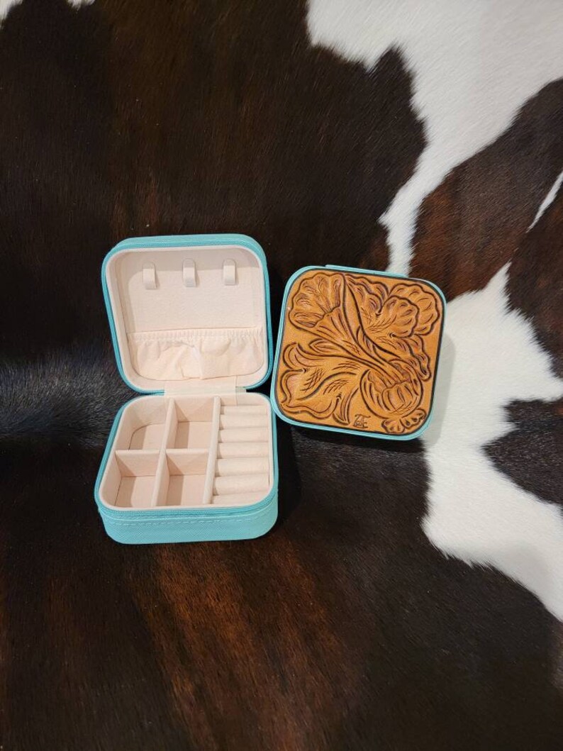 Custom Tooled Leather Travel Jewelry Box Etsy