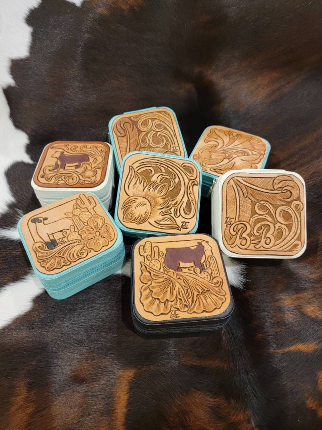 Custom Tooled Leather Travel Jewelry Box Etsy