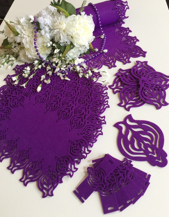 Bud Purple Felt Placemats Table Mats Set For 6people Special Etsy