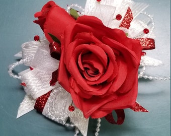 Red White Corsage | Etsy