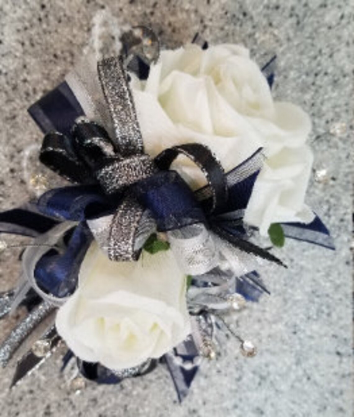 Navy and Cream Silk Flower Wrist Corsage and Boutonniere Set Etsy