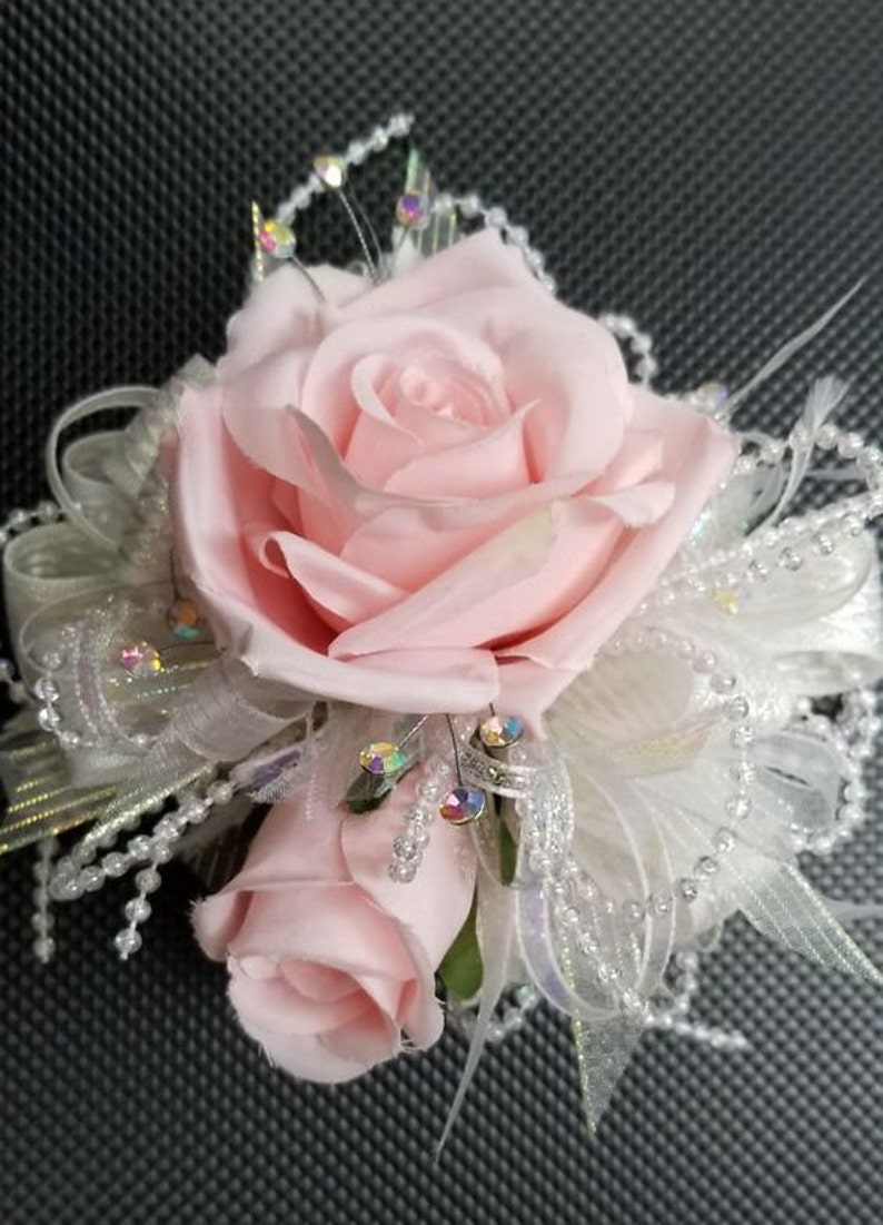 Pink and White Silk Flower Wrist Corsage and Matching Etsy
