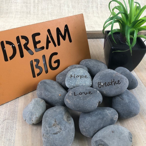 One personalized engraved river rock | Customized rock art | in memory of stone | worry stone |  engraved rock | Custom inspirational rocks