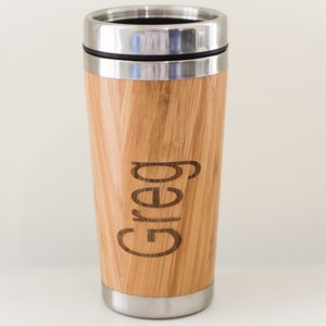 Personalized Wood Coffee Tumbler Wooden coffee travel mug personalized mug custom travel mug create your own coffee cup image 3