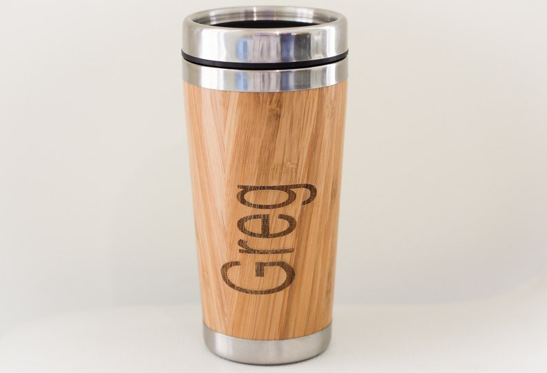 Personalized Wood Coffee Tumbler Wooden coffee travel mug personalized mug custom travel mug create your own coffee cup image 3