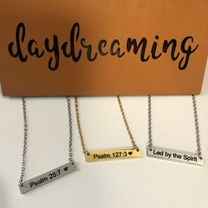 Personalized bar necklace | Customized jewelry necklace | Gold or Silver necklace | Bible verse necklace | Ladies Jewelry bar necklace