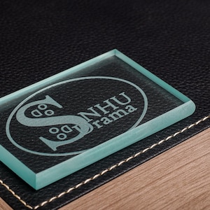 Personalized Glass Paperweight |  Engraved glass paperweight for a desk |  Custom desk ornament |  Employee Gifts | bulk order glass