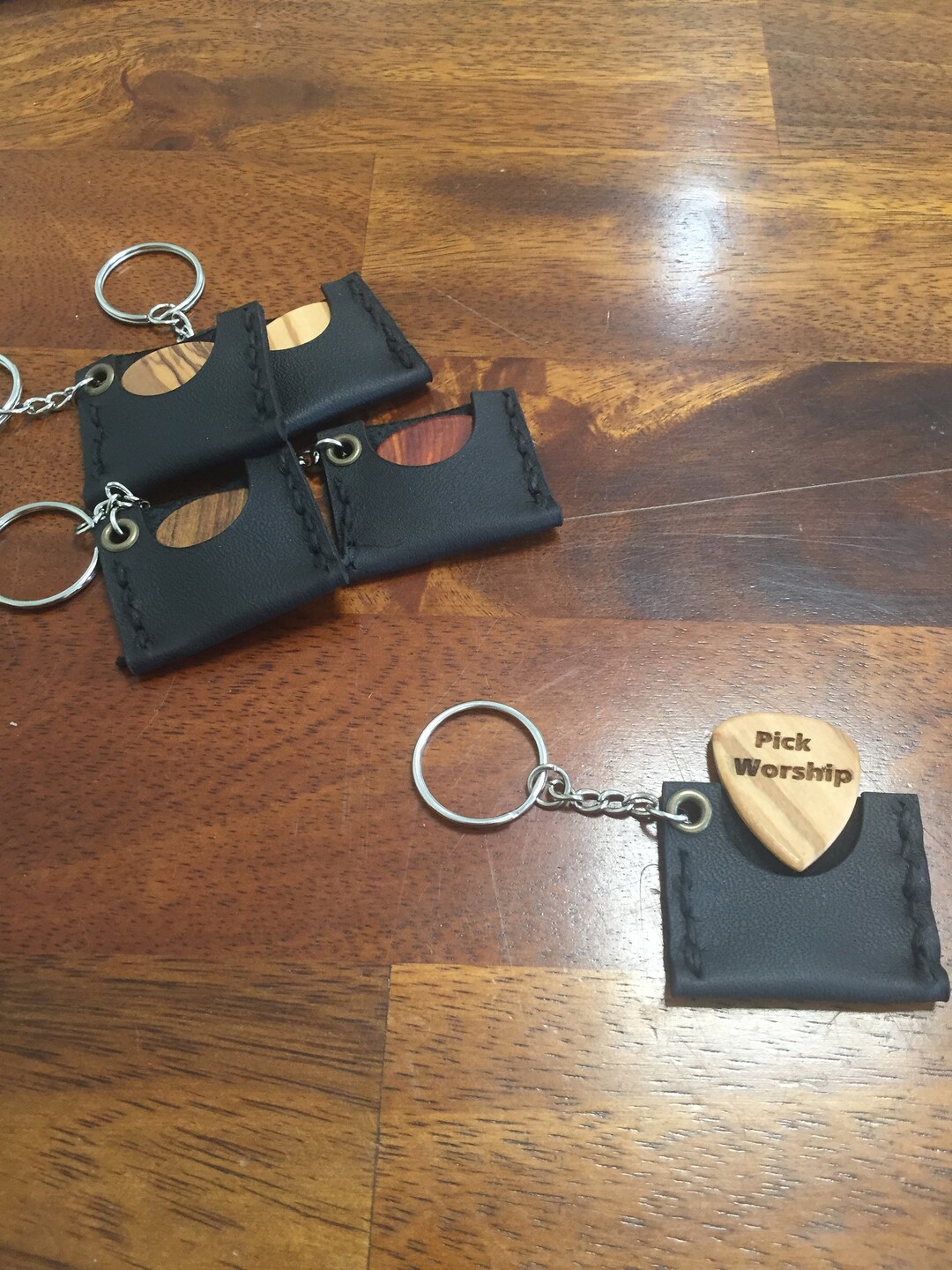 Hand Made Guitar Pick Keychain With One Engraved Guitar Pick Etsy