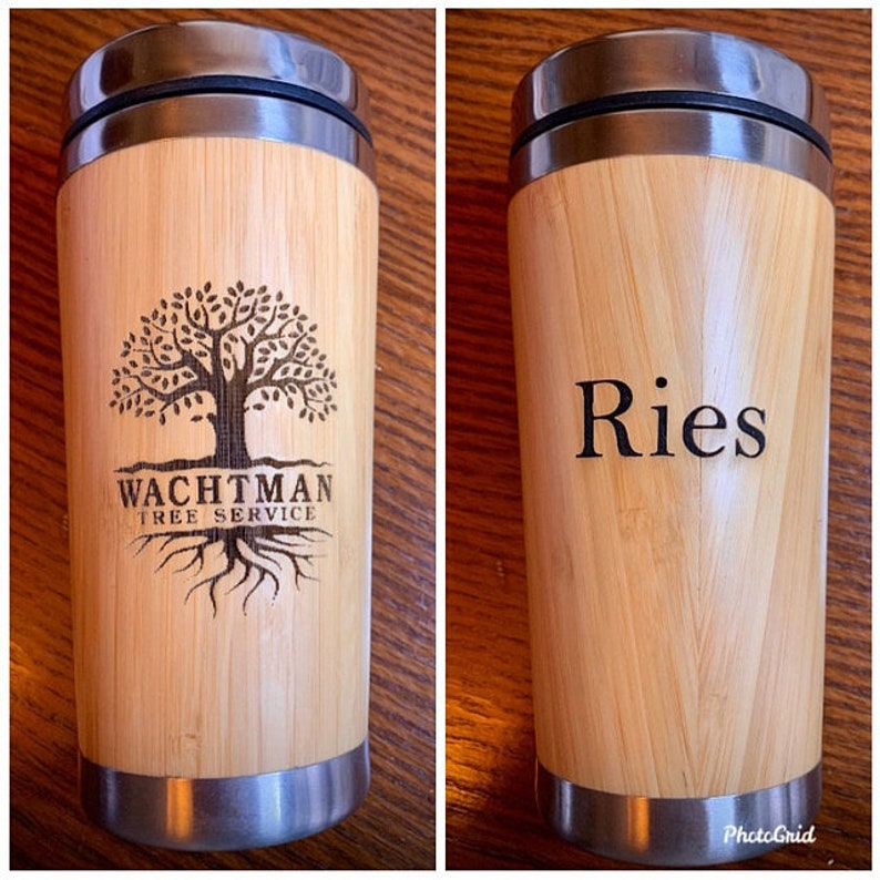 Personalized Wood Coffee Tumbler Wooden coffee travel mug personalized mug custom travel mug create your own coffee cup image 2