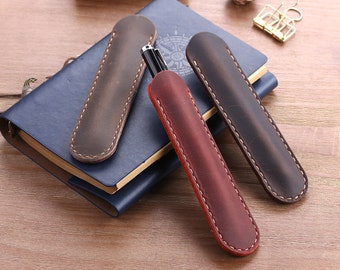 Personalized Leather Pen Sleeve | Custom engraved Leather Pen pouch |  Pen Leather Pocket protector | Engraved custom pen case | Pastor gift