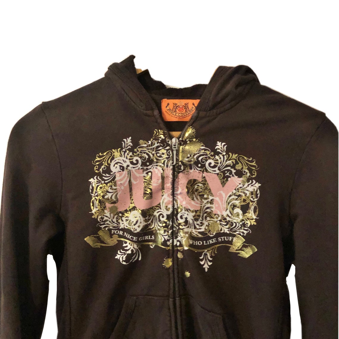 BROWN JUICY COUTURE Size Small Zip Hoodie Longsleeve Hooded | Etsy
