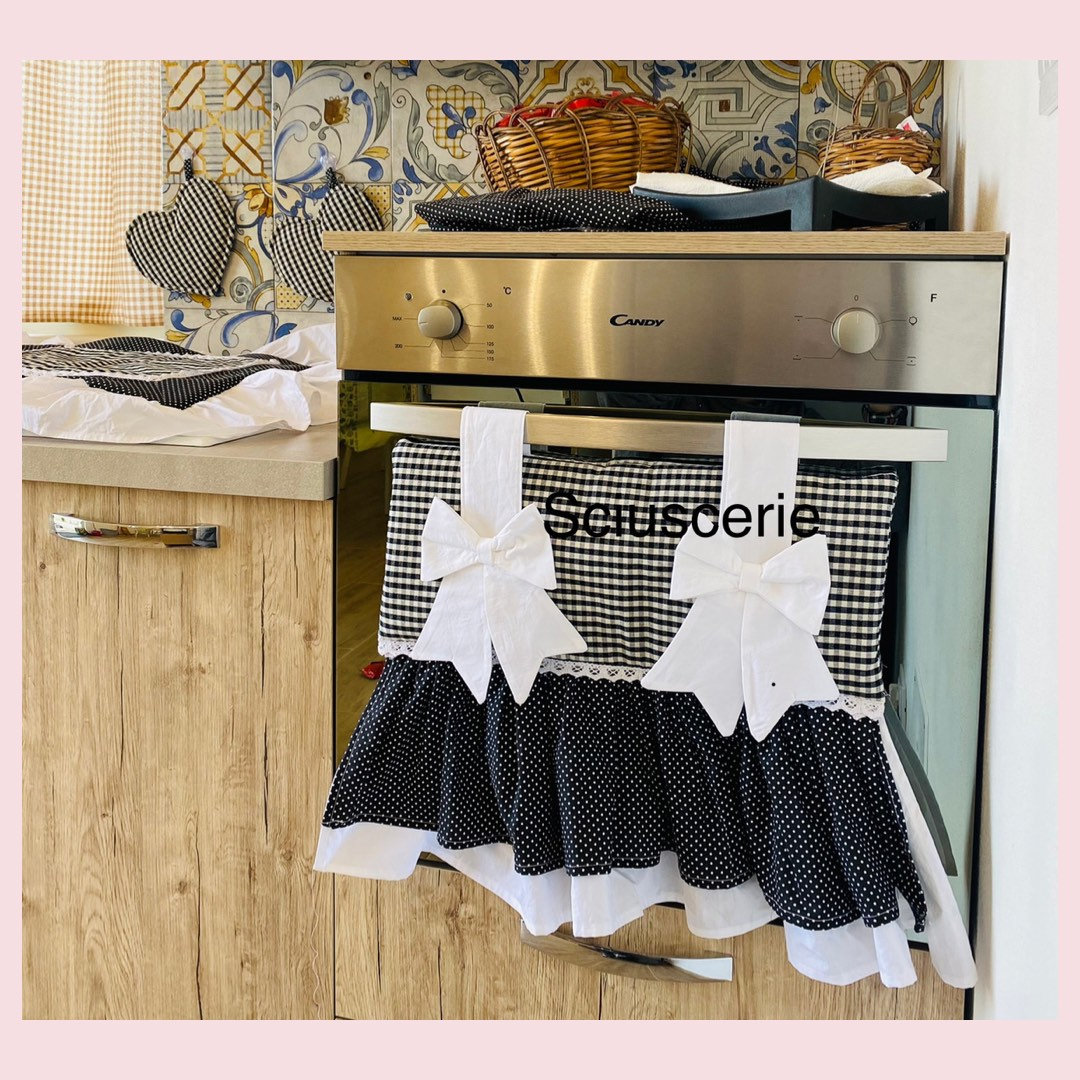 Copriforno E Coprifuoco Con Strass Per Cucina - 4 Fuochi - Stampa Occhi Glitter - Rosa - Russo Tessuti