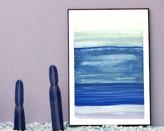 Ocean watercolor print, ocean decor, abstract oceanscape, coastal artwork, beach decor, ocean wall art, wave decor, ocean water print