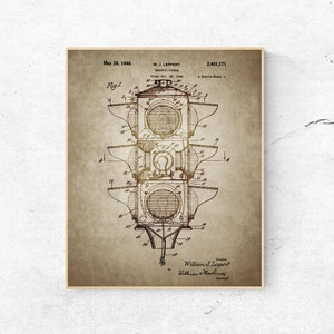INSTANT DOWNLOAD - Traffic Signal Patent Print, Traffic Light Print, Stop Light Download, Vintage Patent Print, Steampunk, Printable Art