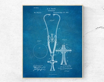 INSTANT DOWNLOAD - Stethoscope Patent Print, Medical Art, Medical Decor, Wall Art, Digital Download, Doctor, Nurse, Printable Art