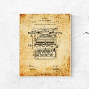 DESCARGA INSTANTE - Cartel de impresión de patente de máquina de escribir, decoración de la oficina, decoración de la máquina de escribir, descarga digital del secretario, arte imprimible de la oficina, Vintage