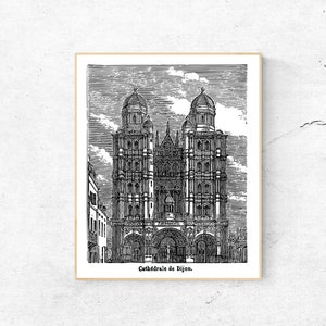 INSTANT DOWNLOAD - Dijon Cathedral, Gothic Cathedral, Gothic Decor, Gothic Architecture, Cathedral Architecture, Church Plans, Religious