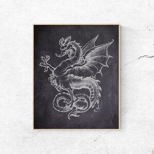 INSTANT DOWNLOAD - Medieval Dragon Griffin, Medieval Decor, Dragon Decor, Digital Download, Medieval Printable Art, Griffin Decor