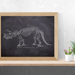 INSTANT DOWNLOAD - Triceratops Bones Skeleton, Dinosaur Decor, Fossil Decor, Dinosaurs, Digital Download, Paleontology Printable Art,
