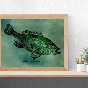 INSTANT DOWNLOAD - Largemouth Bass afdrukken, sportman Decor, mariene Decor, Wall Art, visser, digitale Download, dierlijke Print, afdrukbare Art