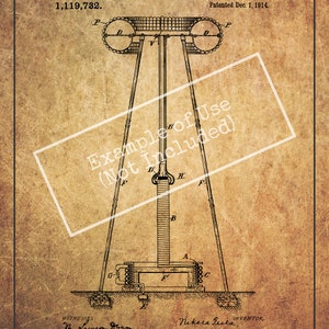 INSTANT DOWNLOAD Tesla Coil, Patent Print, Patent, Tesla Patent, Tesla, Electricity, Transparent background, Vintage, Steampunk image 2