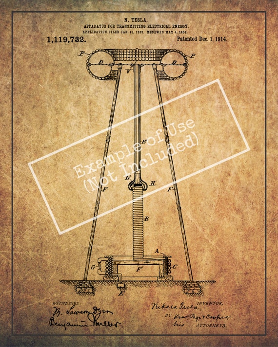 INSTANT DOWNLOAD bobina di Tesla, stampa di brevetto, brevetto, brevetto di  Tesla, Tesla, elettricità, sfondo trasparente, Vintage, Steampunk -   Italia