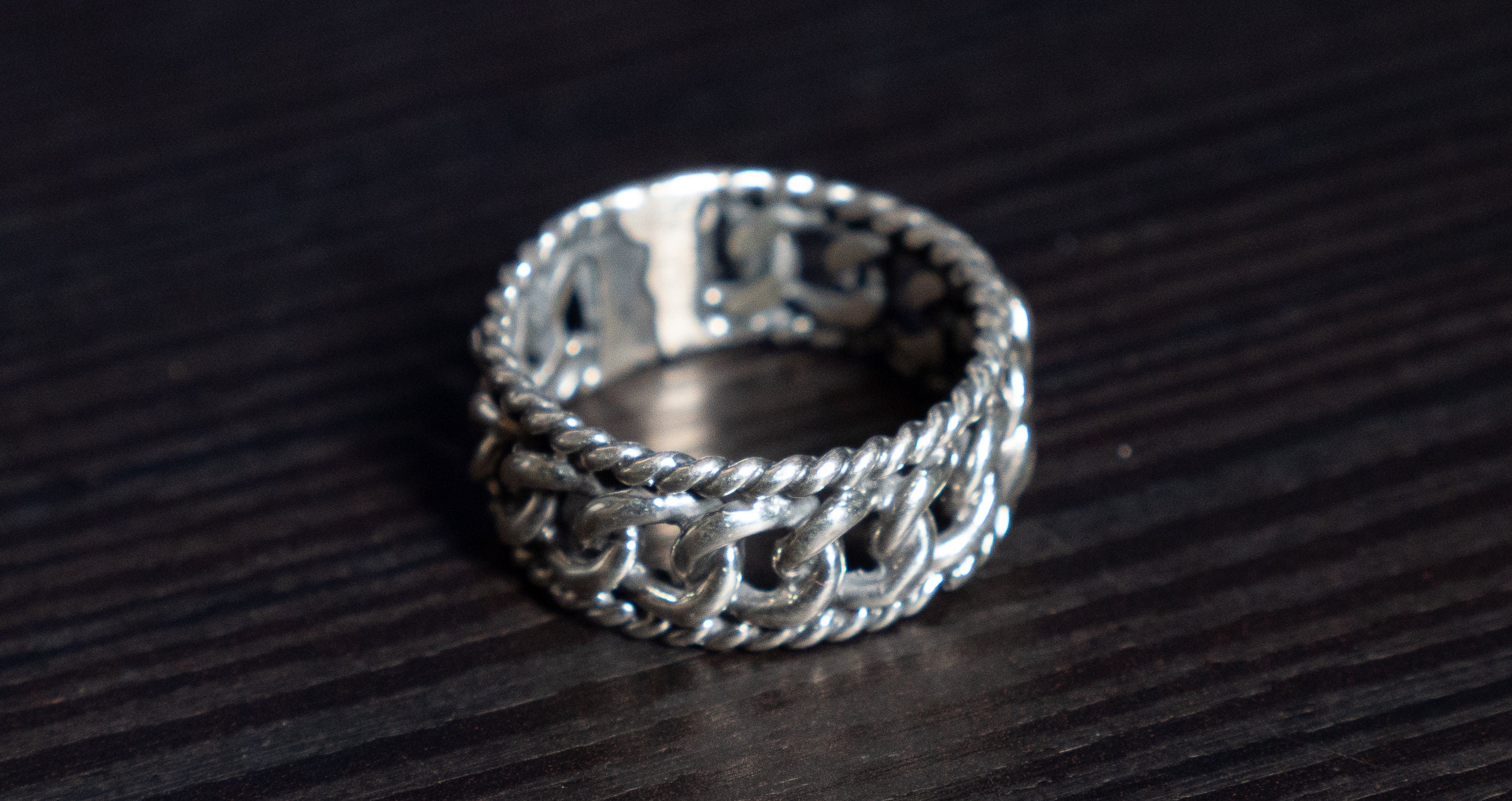 Sterling Silver chain link ring | Etsy