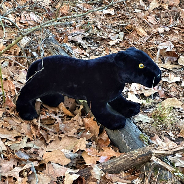 Vintage R Dakin Black Panther 22" Long Realistic Stuffed Animal Plush 1978 Pillow Pets Toy Big Cat 1970s Retro Stuffed Toy