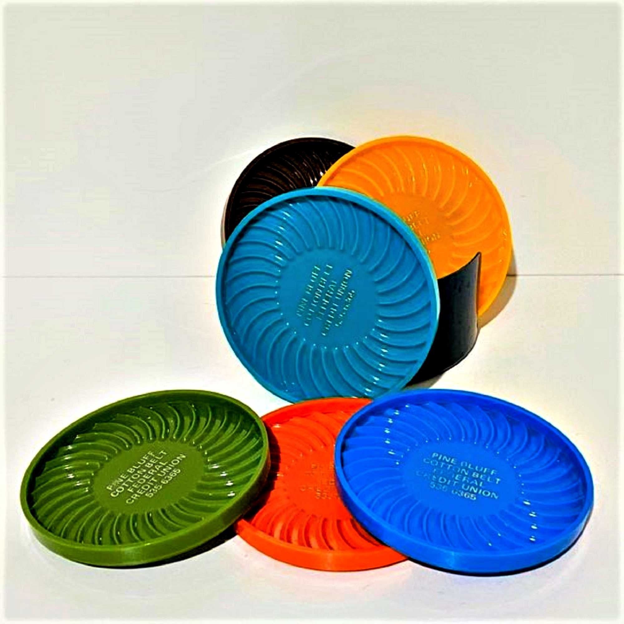 6 Vintage Plastic MultiColor Coasters by Ritepoint USA RETRO Etsy