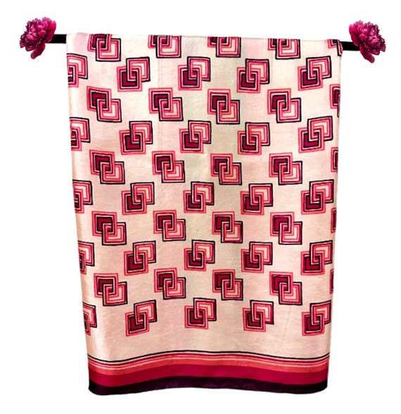 Vintage 1960s Echo 100% Silk Scarf Pink Fuchsia &… - image 2