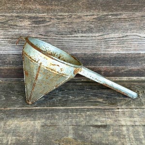 Vintage Metal Cone Sieve Colander Strainer 1960s Cooking Canning Rustic Primitive Farmhouse Kitchen Decor