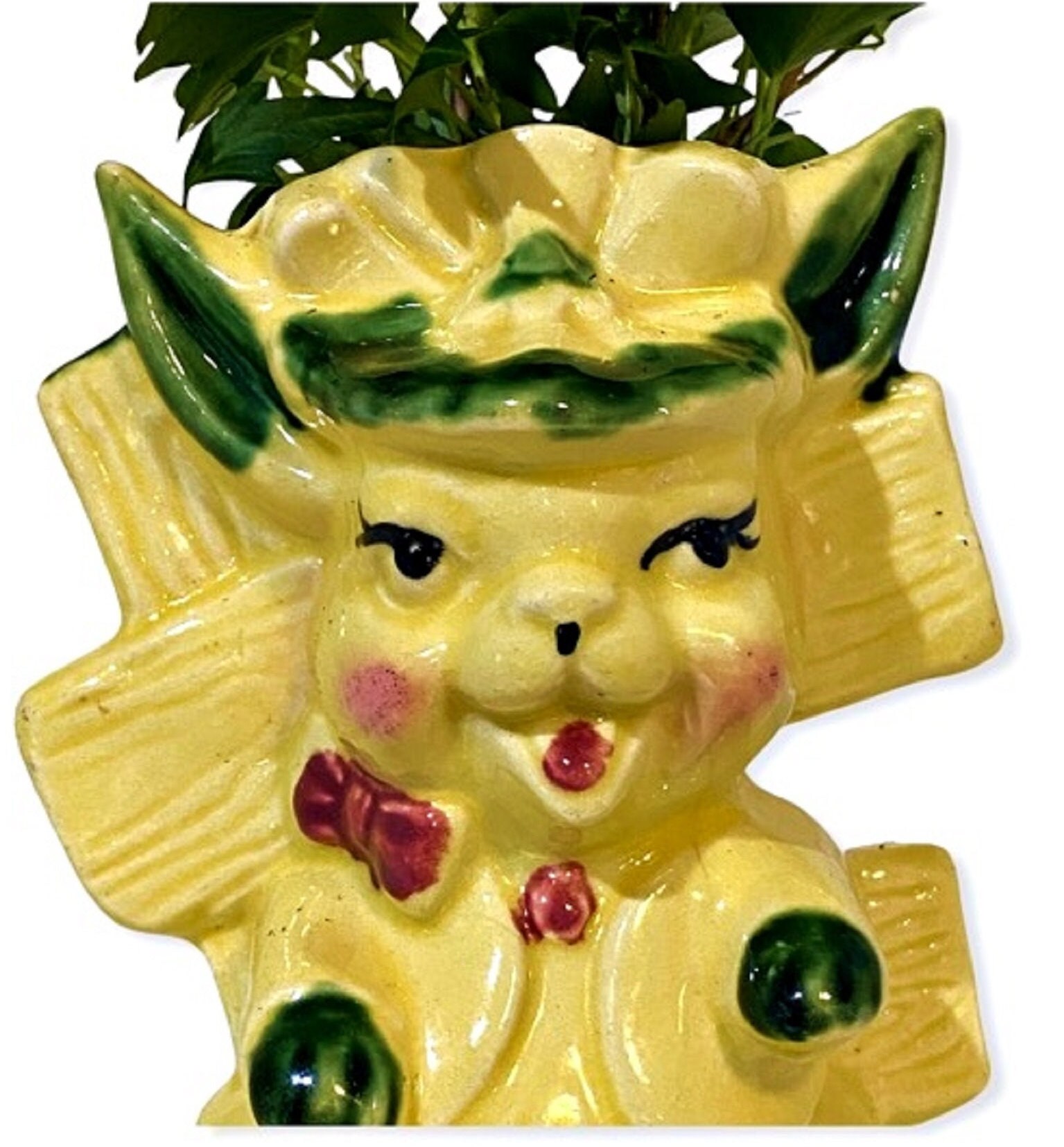 Vintage Royal Copley Ceramic Pottery Bunny Rabbit Planter Easter Spring Kitschy MCM Midcentury